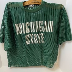 Vintage Green Mesh Michigan State Crop Top